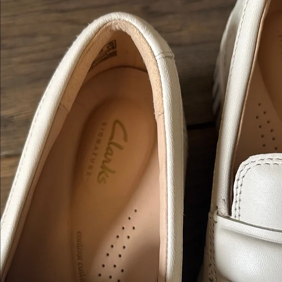Clarks Cream Flats with Rugged Sole - Picture 2 of 12